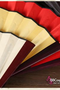 Quạt Xếp Trơn Cán Gỗ Mẫu Đỏ