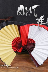 Quạt Xếp Trơn Cán Gỗ Mẫu Đỏ