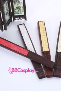 Quạt Xếp Trơn Cán Gỗ Mẫu Đỏ