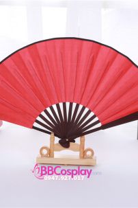 Quạt Xếp Trơn Cán Gỗ Mẫu Đỏ