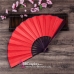 Quạt Xếp Trơn Cán Gỗ Mẫu Đỏ