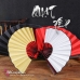 Quạt Xếp Trơn Cán Gỗ Mẫu Đỏ
