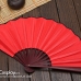 Quạt Xếp Trơn Cán Gỗ Mẫu Đỏ