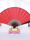 Quạt Xếp Trơn Cán Gỗ Mẫu Đỏ
