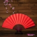 Quạt Xếp Trơn Cán Gỗ Mẫu Đỏ