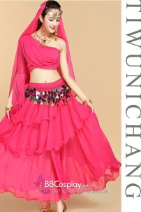 Đồ Múa Bụng Belly Dance Vai Chéo Màu Hồng