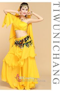 Đồ Múa Bụng Belly Dance Vai Chéo Màu Vàng