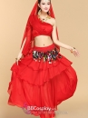 Trang Phục Múa Bụng Belly Dance Vai Chéo Màu Đỏ