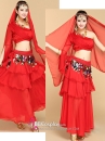 Trang Phục Múa Bụng Belly Dance Vai Chéo Màu Đỏ