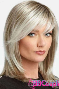 Tóc Ngắn Bạch Kim Lai Nâu Có Mái Xéo