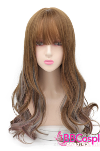 Tóc Xoăn Dài Màu Nâu Móc Lai Tím Xanh