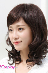 Tóc Xoăn Ngắn Ngang Vai Màu Nâu Đen