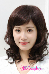 Tóc Xoăn Ngắn Ngang Vai Màu Nâu Đen