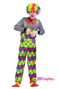 Đồ Chú Hề Pháp Nam Áo Sọc Đen Trắng Quần Ca Rô