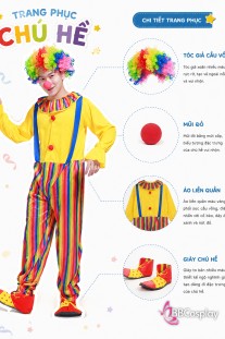 Trang Phục Chú Hề Nam Áo Vàng Quần Sọc 7 Màu