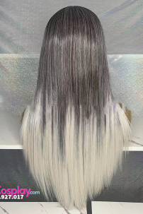 Tóc Dài Layer Mái Xéo Màu Bạch Kim Lai Xám Khói