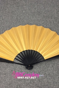 Quạt Xếp Nhật Trơn Nhũ Vàng Size 8 Inch