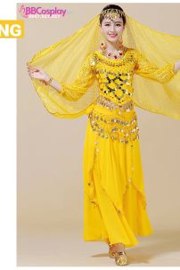 Đồ Cô Dâu Ấn Độ Vàng Tay Dài Váy Nhọn