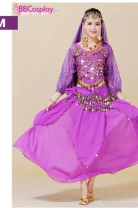 Đồ Cô Dâu Ấn Độ Tím Tay Dài Váy Nhọn