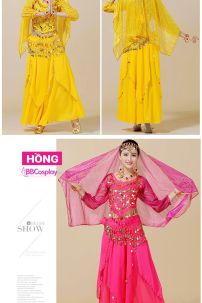 Đồ Cô Dâu Ấn Độ Hồng Sen Tay Dài Váy Nhọn