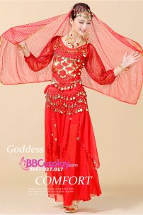 Đồ Cô Dâu Ấn Độ Đỏ Tay Dài Váy Nhọn