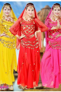 Trang Phục Cô Dâu Ấn Độ Đỏ Tay Dài Váy Nhọn