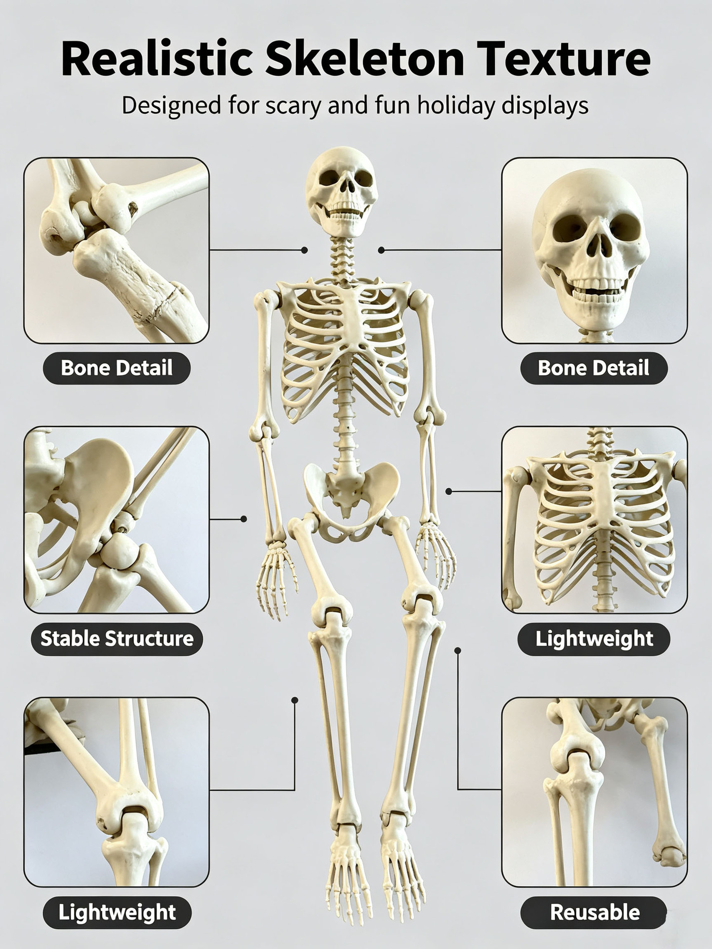 Mô Hình Bộ Xương Người Cao 170Cm Dùng Trang Trí Halloween