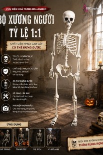 Mô Hình Bộ Xương Người Cao 170Cm Dùng Trang Trí Halloween