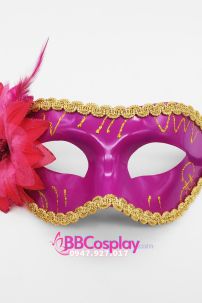 Mặt Nạ Nửa Mặt Trơn Viền Ren Có Hoa - Màu Hồng