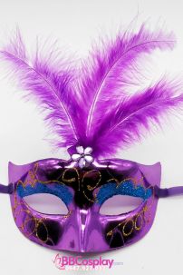 Mặt Nạ Nửa Trơn Có Lông Vũ - Màu Tím