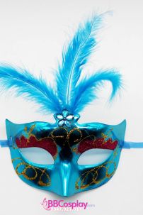 Mặt Nạ Nửa Trơn Có Lông Vũ - Màu Xanh Dương