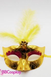 Mặt Nạ Nửa Trơn Có Lông Vũ - Màu Vàng