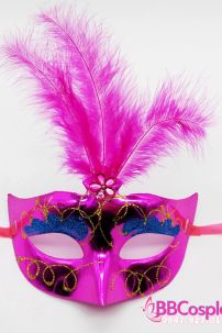 Mặt Nạ Nửa Trơn Có Lông Vũ - Màu Hồng