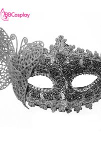 Mặt Nạ Nửa Mặt Ren Cài Bướm - Màu Bạc  Xám