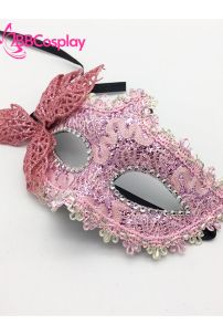 Mặt Nạ Nửa Mặt Ren Cài Bướm - Màu Hồng
