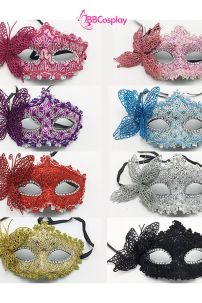 Mặt Nạ Nửa Mặt Ren Cài Bướm - Màu Hồng