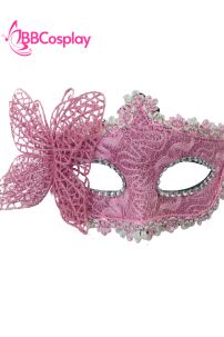 Mặt Nạ Nửa Mặt Ren Cài Bướm - Màu Hồng