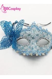 Mặt Nạ Nửa Mặt Ren Cài Bướm - Màu Xanh Dương