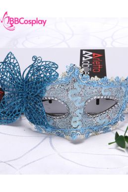 Mặt Nạ Nửa Mặt Ren Cài Bướm - Màu Xanh Dương
