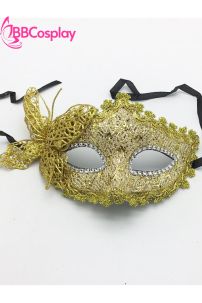 Mặt Nạ Nửa Mặt Ren Cài Bướm - Màu Vàng