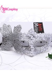 Mặt Nạ Nửa Mặt Ren Bướm Bạc