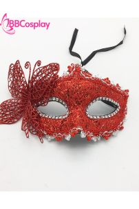 Mặt Nạ Nửa Mặt Ren Cài Bướm - Màu Đỏ
