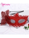 Mặt Nạ Nửa Mặt Ren Cài Bướm - Màu Đỏ
