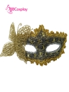 Mặt Nạ Nửa Mặt Ren Cài Bướm - Màu Đen Vàng