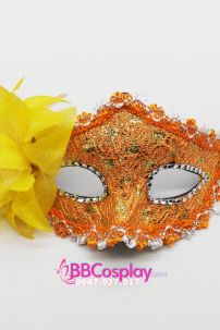 Mặt Nạ Nửa Mặt Ren Cài Hoa - Màu Cam