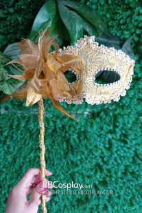 Mặt Nạ Cầm Tay - Vàng Cài Hoa Sang Trọng