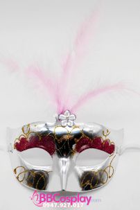 Mặt Nạ Nửa Trơn Có Lông Vũ - Màu Trắng