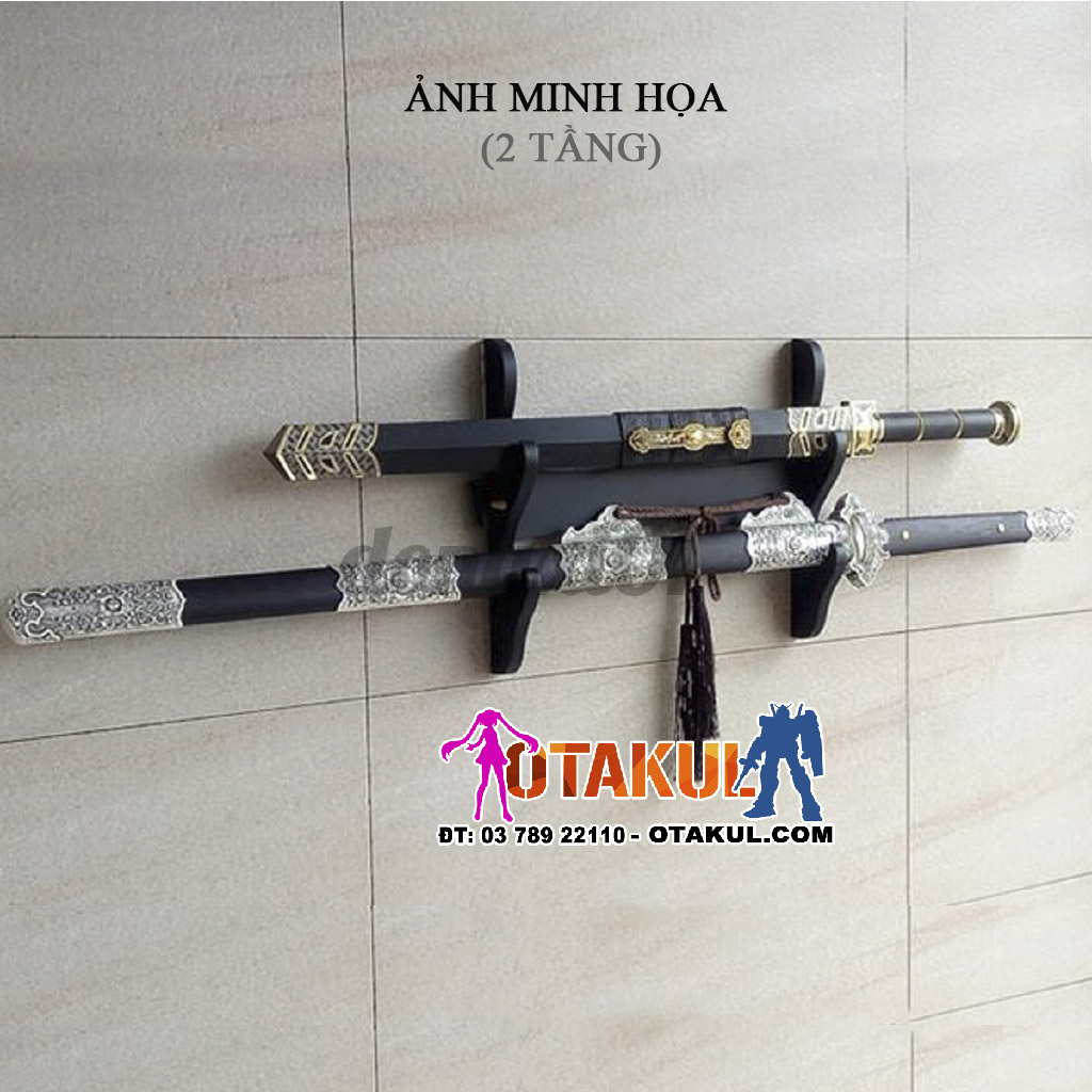 Giá Để Kiếm Gỗ Treo Tường 4 Tầng