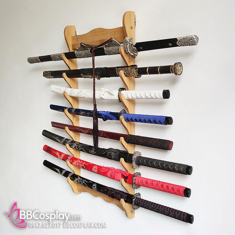 Giá Để Kiếm Gỗ Treo Tường 4 Tầng