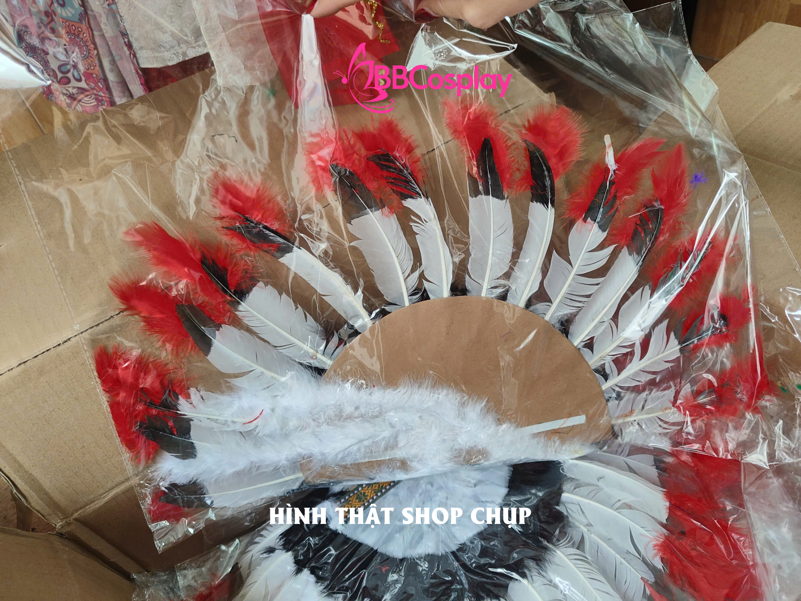 Nón Thổ Dân Giá Rẻ - Lông Trắng Đuôi Đỏ